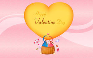 Cute Valentine's Day Yellow Heart Balloon Wallpaper