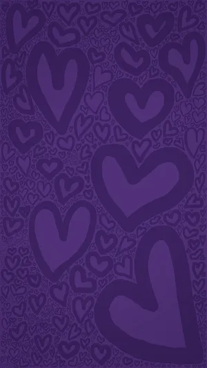 Cute Valentines Purple Heart Doodles Wallpaper