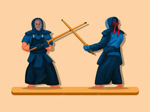 Cute Vector Art Kendo Battle Wallpaper