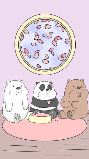 Cute We Bare Bears Cherry Blossoms Wallpaper