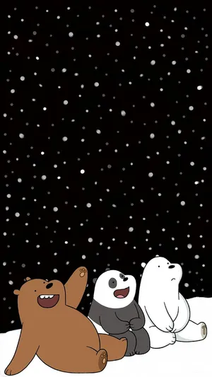 Cute We Bare Bears Starry Sky Wallpaper