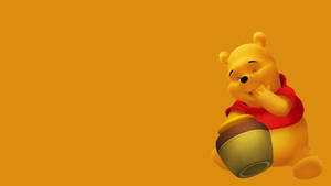 Cute Winnie The Pooh Enjoying Honey Wallpaper