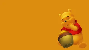 Cute Winnie The Pooh Enjoying Honey Wallpaper