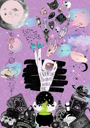 Cute Witchy Collage Of Different Objects Wallpaper