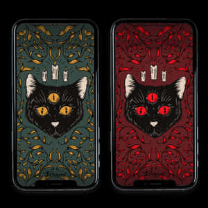 Cute Witchy Three-eyed Cats Wallpaper