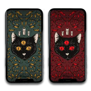 Cute Witchy Three-eyed Cats Wallpaper