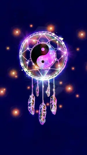 Cute Witchy Yin And Yang Dreamcatcher Wallpaper