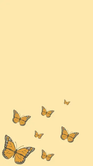 Cute Yellow Butterflies Art Wallpaper