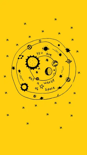 Cute Yellow Outer Space Graphic Wallpaper