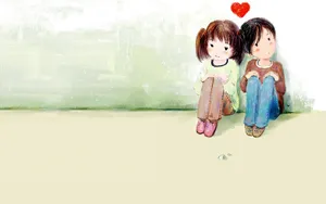 Cute Young Cartoon Couple Wallpaper