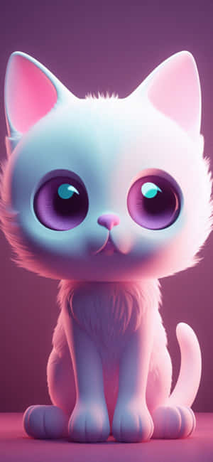 Cute3 D Cartoon Kitten Wallpaper