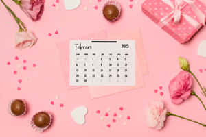 Cutesy February Calendar In Spanish Wallpaper