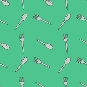 Cutlery Pattern Green Background Wallpaper