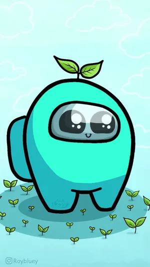 Cyan Crewmate Cute Eyes Wallpaper