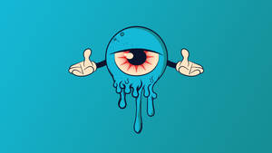 Cyan Eye Ball Cartoon Wallpaper