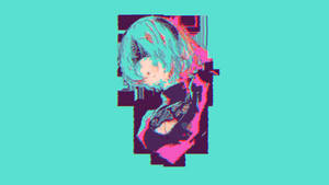 Cyan Faceless Anime Vaporwave Wallpaper