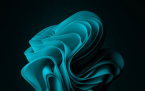 Cyan Folded Fabric Flower Wallpaper