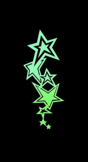 Cyber Green Star Cascade Wallpaper