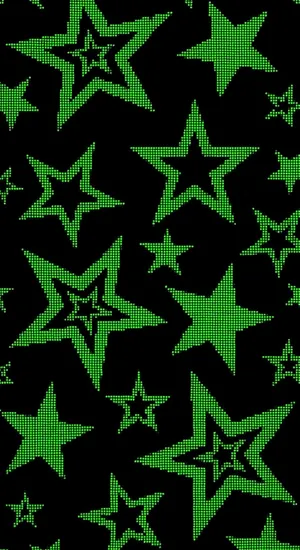 Cyber Green Star Pattern Wallpaper
