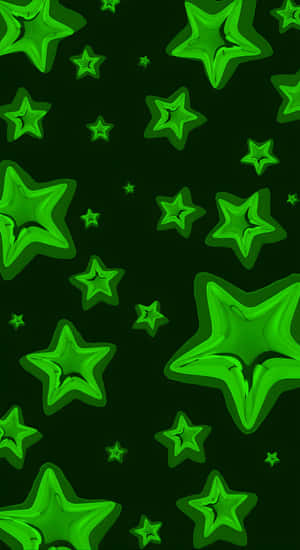 Cyber Green Star Pattern Wallpaper
