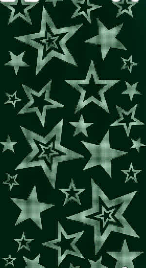 Cyber Green Star Pattern Wallpaper