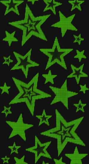 Cyber Green Star Pattern Wallpaper