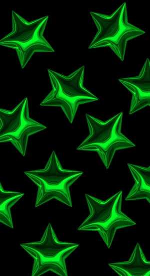 Cyber Green Star Pattern Wallpaper
