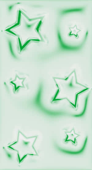 Cyber Green Star Pattern Wallpaper