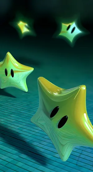 Cyber Green Star Y2k Aesthetic Wallpaper