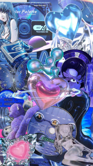 Cyber Purple Y2 K Collage Aesthetic Wallpaper