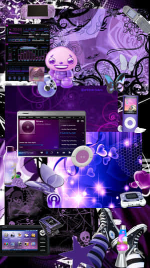 Cyber_ Purple_ Y2 K_ Collage.jpg Wallpaper