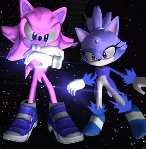 Cyber Sonic Characters Space Backdrop Wallpaper