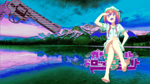 Cyber Y2 K Anime Character Lakeside Wallpaper