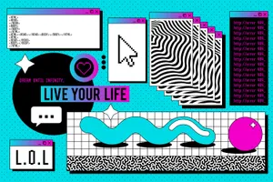 Cyber Y2 K Inspirational Collage Wallpaper