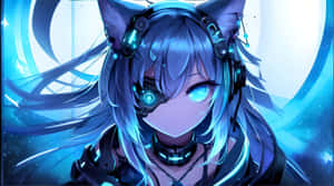 Cybernetic Anime Girl Blue Aura Wallpaper