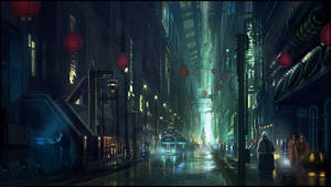 Cyberpunk 1920x1080 Futuristic City Street Wallpaper