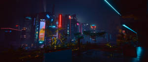 Cyberpunk 3440x1440 City Bright Buildings Wallpaper