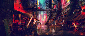 Cyberpunk 3440x1440 City Street Futuristic Wallpaper