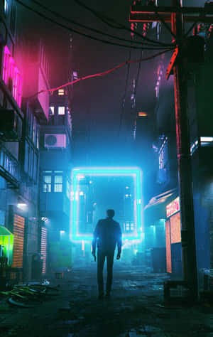 Cyberpunk_ Alleyway_ Silhouette Wallpaper