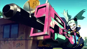 Cyberpunk Anime Character With Giant Gun Wallpaper