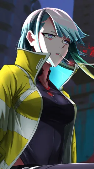 Cyberpunk Anime Characterwith Holographic Visor Wallpaper