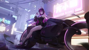 Cyberpunk Anime Motorcycle Wallpaper