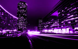 Cyberpunk City Dark Purple And Black Wallpaper
