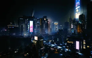 Cyberpunk_ Cityscape_ Nighttime Wallpaper