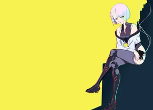 Cyberpunk Edgerunner Character Sitting Wallpaper