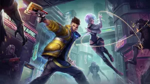 Cyberpunk Edgerunners Dynamic Duo Action Wallpaper