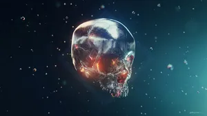Cyberpunk Futuristic Skull Under The Water Wallpaper
