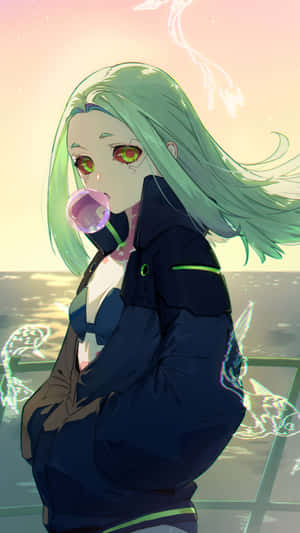 Cyberpunk Girl Chewing Gum Wallpaper