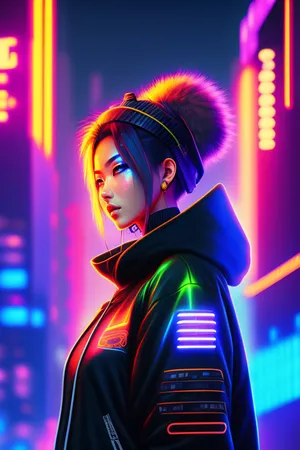 Cyberpunk Neon Glow Portrait Wallpaper