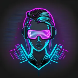 Cyberpunk Neon Headset Woman Wallpaper